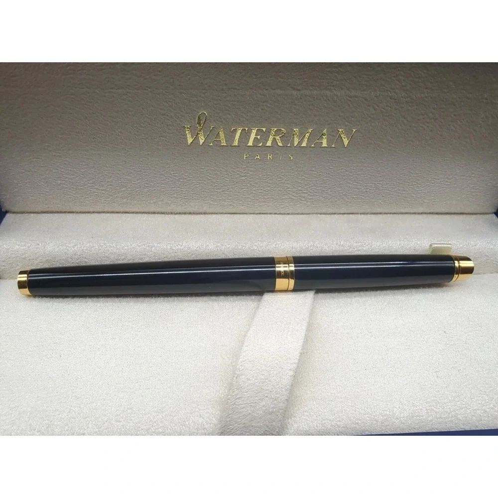 Vintage Ballpoint Pen Waterman Black Lacquer - Gold Trim Finish - Read